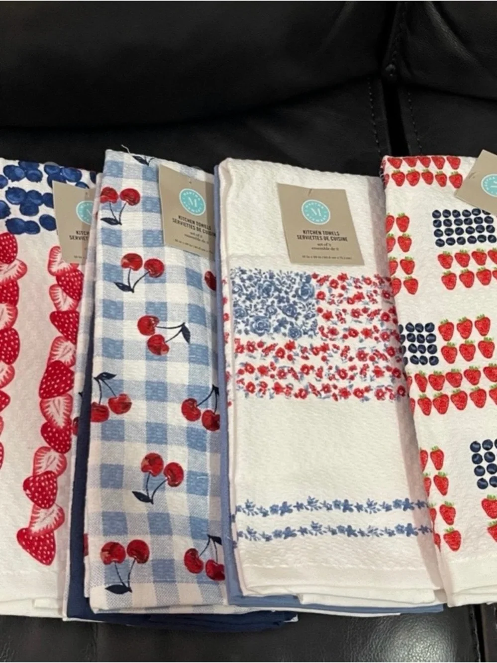 Patriotic Martha Stewart Strawberries Kitchen Towels Set of 3
